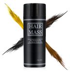 HAIR MASS | 27.5g Hair Thickening & Building Fibers for Thinning Hair | Natural Ingredients | Undetectable Fibres | Thin To Thicker Hair in Seconds | Unisex Hair Loss Concealer Fibre (BLACK)