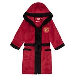 Manchester United FC Official Football Gift Boys Fleece Dressing Gown Robe, Red, 11-12 Years