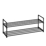 SONGMICS 2-Tier Shoe Rack, Shoe Storage Organiser, Metal Storage Rack, Fits 8 to 10 Pairs of Shoes, Stackable Shoe Shelf, for Hallway, Living Room, Bedroom, 30 x 92 x 34 cm, Black LSA12BK