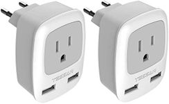 TESSAN 3 in 1 European Plug Adapter Travel Power Outlet with Dual USB Charging Ports USA to Most of EU Europe (Type C) - Pack of 2