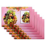 Kuber Industries Fridge Mats | PVC Pink Fruit Basket Print | Fridge Mat for Refrigerator | Fridge Placemats for Kitchen | Set of 6 | Pink