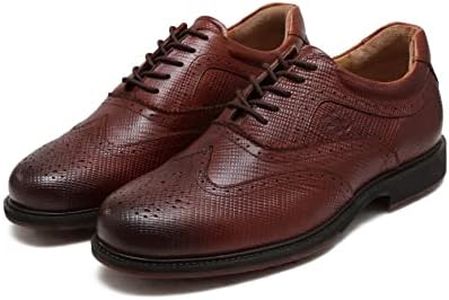 Gecko Men's Leather Golf Shoe (Brown, Numeric_8)