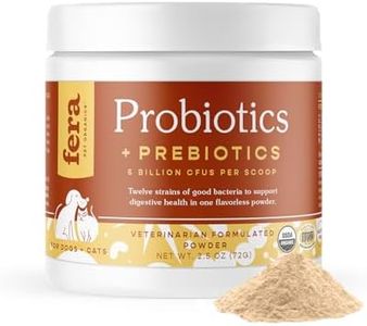 Fera Pets Organic Probiotics for Dogs & Cats - Vet Created - Cat & Dog Probiotic Supplement - 12 Strains & Prebiotics for Pet’s Digestion - 60 Scoops​