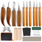 OiZenhio 27-in-1 Wood Carving Kit, Wood Carving Tools with Detail Wood Carving Knife, Whittling Knife, Wood Chisel Knife, Gloves, Carving Knife Sharpener for Spoon, Bowl, Kuksa Cup