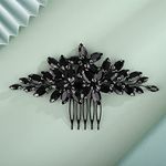 Kercisbeauty Wedding Bridal Small Cute Black Crystal Hair Comb Side Headpiece for Women Girls Halloween Party Costume Hair Accessories (Black)