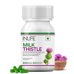 INLIFE Milk Thistle Extract 800mg | 80% Silymarin Liver Support Supplement - 60 Vegetarian Capsules (Pack of 1, 60)