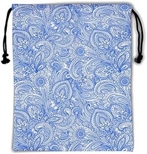 Gymnastics Grip Bag for Gymnasts Gymnastic Drawstring Bag Gym Athlete Bag, China Blue White, 9.25" x 12", Modern,traditional