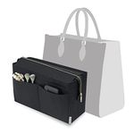 Vercord Felt Purse Organizer Insert Onthego 35 Handbag Tote Bag Organizer Bag in Bag with Removable Zipper, Black, Onthego 35