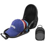 ProCase Hat Travel Hard Case, Hat Carrier Storage Bag for Baseball Caps, Hat Organizer Box with Adjustable Shoulder Strap and Carrying Handle, Caps Carrier Ball Hats Holder for 5-6 Caps -Black