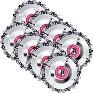 Newwiee 8 Pcs 5/8 Inch Wood Carving Chain Disc 4 Inch 22 Teeth Saw Blade Grinder Wood Carving Disc for 4 Inch/ 4-1/2 Inch Angle Grinder Grinding Shaping Attachment Chainsaw Grinder Wheel