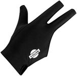 3-Finger Sweat Absorbing Breathable Elastic Fingertip Cut Snooker Pool Billiard Glove for Right Hand - Black