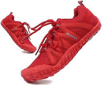 Weweya Breathable Women's Minimalist Barefoot Trail Running Shoes Comfortable Tennis Sneakers Red US Size 5