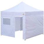 Impact Canopies 10' x 10' Pop-Up Canopy Tent Kit with 4 Sides, Powder-Coated Steel Frame, 4 Weight Bags, and Roller Bag, White