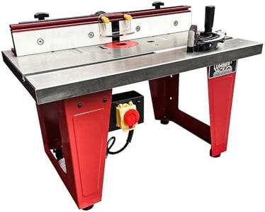 LUMBER JACK Cast Iron Router Table with A One Piece Aluminium Fence & Compact Leg Stand, Universal Router Mount and Adjustable Table Insert