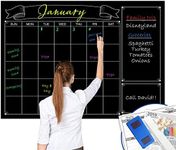 Dry Erase Black Laminated Jumbo Chalk Board Wall Calendar, 38-Inch by 50-Inch,Erasable Monthly Huge Weekly Chalkboard Bulletin Board,Better Than Wall Decor Sticker