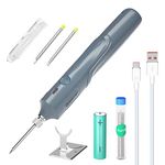 Soldering Iron Kit, Cordless Soldering Iron 2600mAh with LED Light, Rechargeable Battery Soldering Iron Electric, 8W Welding Tools, Adjustable Temp 300-450℃, Fast Heating, Portable Soldering Kit