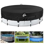 Kipiea 420D Round Above Ground Pool Cover, Upgraded Two Tighten Straps, and 4 Buckles for Swimming Pool Cover Solar Pool Cover Winter Pool Cover Hot Tub Cover, 15' X 18"