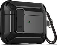 Upgraded [Secure Lock] Armor Airpod 3 Case, Fibuntun [Secure Lock] Shockproof AirPods 3 Cover Cool iPod Case Designed for Apple Air Pod Wireless Gen3 Cases for Men - Black