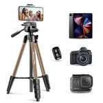 UBeesize Camera Tripod, 163 cm Camera Tripod Portable with Remote Control and Phone Holder, Aluminium Photo Tripod for Video Recording, Live Streaming, Compatible with Mobile Phone/Camera/Tablet