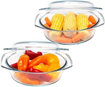 Simax Casserole Dish Set, Set of 2 Casserole Dish with Lid, Round Glass Cookware, Borosilicate Glass, Made In Europe 1 Qt and 1.5 Qt Baking Dishes