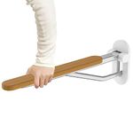 Foldable Toilet Grab Bar， Folding Bathroom Support Safety Rail Wall Mounted，Wc Handrail for Elderly, Disabled & Pregnant （Wood）