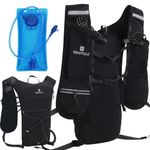 Running Vest Backpack phone holder,Hydration Backpack Pack 5L for Women and Men Marathon Trail Race Jogging Cycling Hiking with Hydration Pack, Adjustable Straps, Black (with 2L bladder)