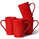 Smilatte 350ML Coffee Mugs, M099 Novelty Ceramic Cup for Boy Girl Lover, Set of 4, Red