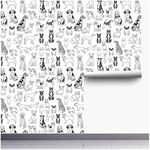 Ancoree Peel and Stick Removable Wallpaper Cartoon Dogs Puppy Print, Self-Adhesive Wallpaper,Use as Wall Paper, Contact Paper or Shelf Paper 18 inch x 118 inch Roll (D)