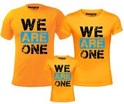 Hangout Hub Men's Women's & Girl's Cotton Round Neck T-Shirt We are One (Yellow;Men XXL(44);Women XXL(42) ;Girls 12-14 Yrs) Pack of 3 Family T-Shirts