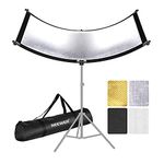 Neewer Clamshell Light Reflector Diffuser with Carrying Bag, 39”×18”/100x45cm Photography Curved Lighting Reflector for Photo Studio Photography, Black/White/Gold/Silver Colors (Stand Not Included)