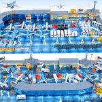 International Airport Assembled Toy 8 Planes and 8 Vehicles 200 Pieces Aircraft Model Playset Simulated Scene