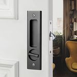 HOCONNIE Pocket Door Handle with Key Sliding Door Lock Keyed Pocket Door Lock Invisible Recessed Door Handle 160mm Black