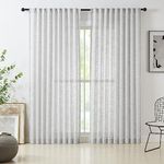 Treatmentex Semi Sheer Grey Curtains for Living Room 72 inch Long Linen Textured Sheer Window Panels for Bedroom Light Filtering Rustic Curtain Drapes Pencil Pleat 54" W 2 Panels