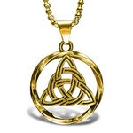 bahamut Celtic Knot Triquetra Cross Pendant Necklace for Men Woman,Vintage Norse Viking irish Trinity Protection Amulet Jewelry Gifts, Large, Stainless Steel, No Gemstone