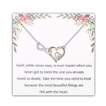 PLITI Miscarriage Gift Pregnancy Loss Memorial Necklace Loss Of Baby Sympathy Infinity Heart Pendant For Women (Grief inheart necU)