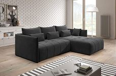 ChillMe CORNER SOFA BED 'SEOUL' - with storage and FREE assembly (Charcoal (Manila 18))