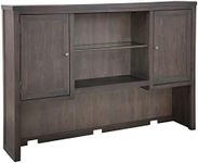 Hekman Furniture Urban Executive Deck - Wooden Finish Illuminated Center with Glass Shelf Task Lighting Adjustable Shelves Wire Management Brushed Nickel Hardware Best for Office & Home Décor