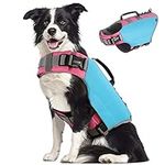 Pawaboo Dog Life Jacket, Reflective Dog Safety Vest Adjustable Pet Life Preserver with Strong Buoyancy & Sturdy Rescue Handle, Ripstop Dog Lifesaver Vests for Swimming, Boating - Blue, L