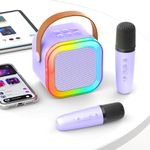 [2025] Gift for Girls Kid Karaoke Machine: Birthday Present for 3-12 Year Old Girls - Toys for Ages 3-12 Children - Mini Portable Karaoke Machine 2 Microphones for Kid - Kids' Wind & Brass Instruments