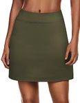 Ekouaer Women's Active Athletic Skorts 2 Layer Short Running Gym Workout Solid Skirts ArmyGreen