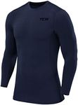 TCA Men and Boys' Long Sleeve Compression Shirt Men, Athletic Workout Men Sports Undershirt Base Layer Top - Navy Eclipse, M Mens (37-40" Chest)