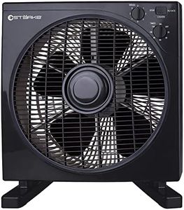 Starke Box Fan 30cm Black 3 Speed Floor Desk Cooler & Rotating Tilt Oscillating