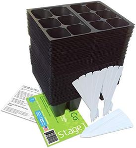 COCONUT & CO. 720 Cell Seedling Starter Trays, 20 Plant Labels & Directions, Made in USA, (10 Flats: 120 Trays; 6-Cells Per Tray, Medium Size); Stage 1