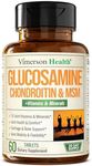 Glucosamine Chondroitin MSM Joint Support Supplement with Glucosamine Sulfate 1000 mg Plus 15 Nourishing Joint Vitamins - Joint Health Chondroitin Sulfate MSM Supplement for Women and Men - 60 Tablets