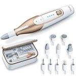 Beurer MP64 Manicure and Pedicure Set, Cordless Electric Nail File with 10 Attachments and Powerful Battery, Precision light, Nail Drill with Storage Case for at-home use