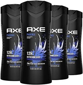 AXE Body Wash 12h Refreshing Scent Phoenix Crushed Mint & Rosemary Men's Body Wash With 100% Plant-Based Moisturizers 16oz 4 Pack