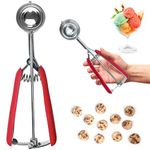 Cookie Scoop for Baking,Ice Cream Scoop,Stainless Steel Cookie Scoop1 tbsp,Red Rubber Grips Design,Durable and Effortless,for Ice Cream,Melon Baller and Cookie Dough Scoop(60# Small).