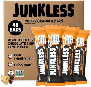 JUNKLESS Chewy Granola Bar 48 Bar Family Pack Peanut Butter Chocolate Chip – Less Sugar, Non‑GMO, Gluten‑Free, Wholesome Snack Bars for Kids & Adults, 8 Boxes