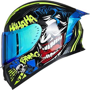 ILM Motorcycle Helmet Full Face with Pinlock Compatible Clear&Tinted Visors and Fins Street Bike Motocross Casco DOT Model Z501(Surprise Yellow, Large)