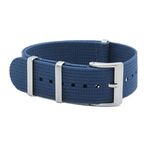 WAMD Ribbed Nylon Fabric NATO Watch Straps/Bands - Choice of Colour & Width (Blue, 20 mm)